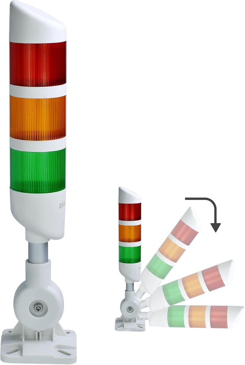 ZGSZJHF 3-Layer Led Signal Tower Stack Lights, Industrial Signal Warning Lights, Column Tower Lamp with Rotatable Base Steady 24V DC/AC with Buzzer - Image 1